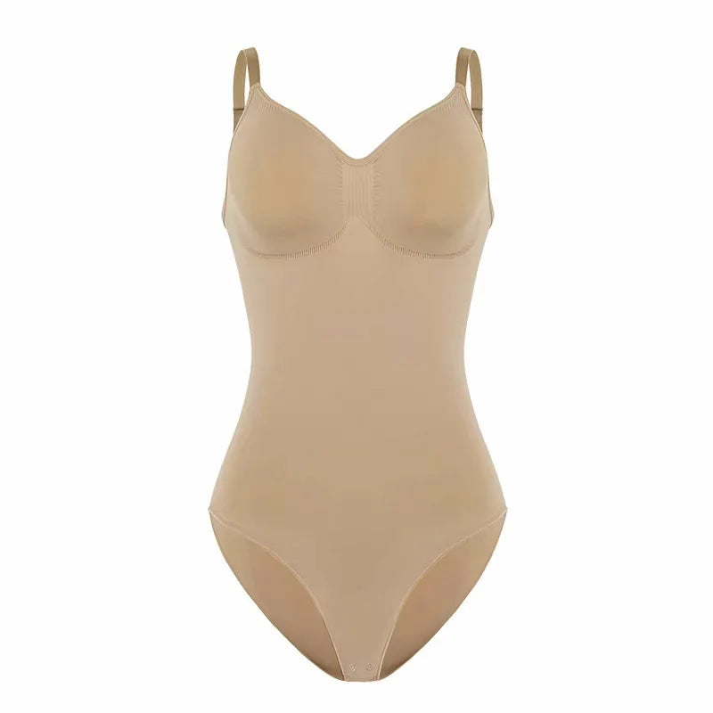 OEM Women'S Nylon Anti-Bacterial Shapewear Bodysuit Removable Pads Medium Control Seamless Tummy Waist Slimmer Daily Wear Curvy